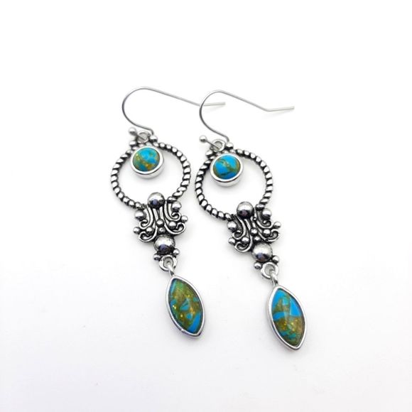 None Jewelry - 𝅺Boho Earrings Silver & Turquoise